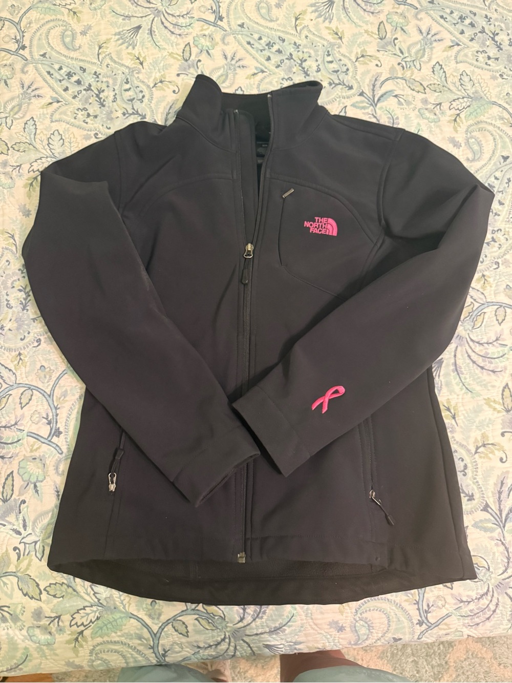 The North Face Black Utility Jacket with Pink Ribbon Accent